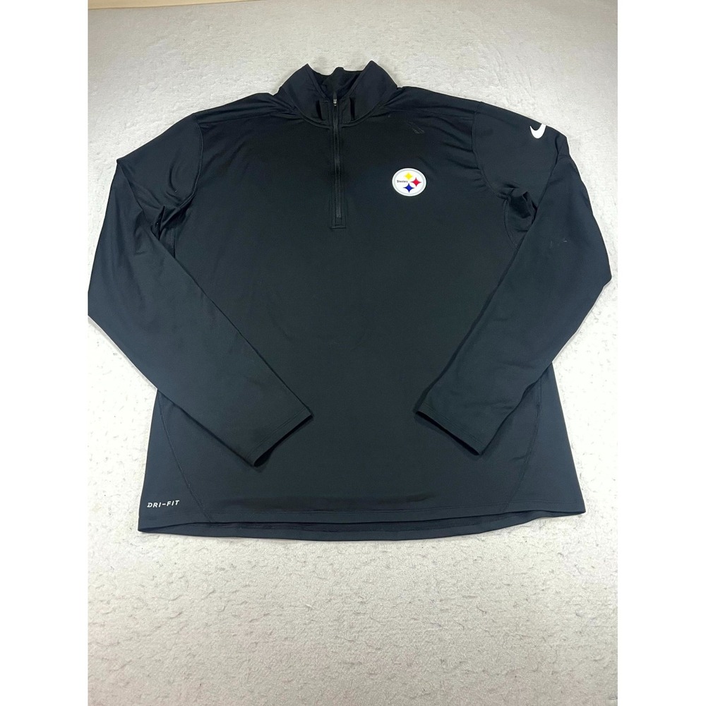 Pittsburgh Steelers Sweatshirt Mens XL Black Nike Dri Fit Quarter Zip Mock Neck